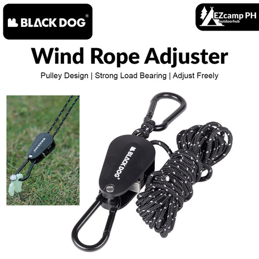 BLACKDOG Wind Rope Adjuster Portable Lightweight Pulley Design Easy Windproof Canopy Tarp Tent Setup Strong Load Bearing Outdoor Camping Hiking Outdoor Equipment Reflective Line Buckle Tensioner Hook Heavy Duty Original Black Dog