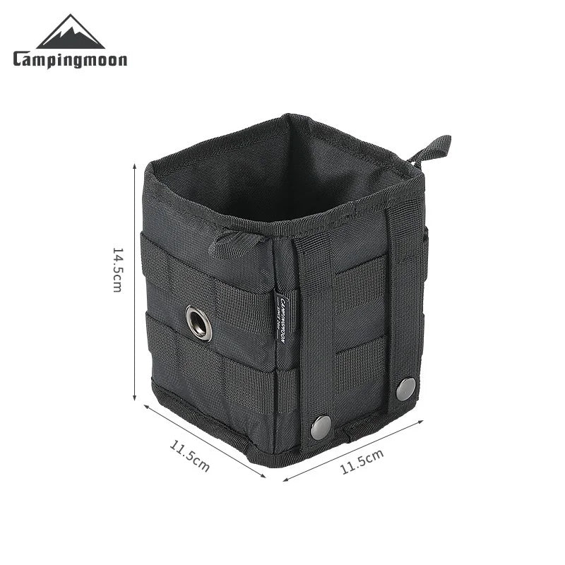 Campingmoon Black Table and Chair Side Storage Bag Outdoor Camping Tactical Design Portable Foldable Polyester Small Large Universal Armrest Hanging Side Pocket Bag Camping Moon BK-1212 BK-1235