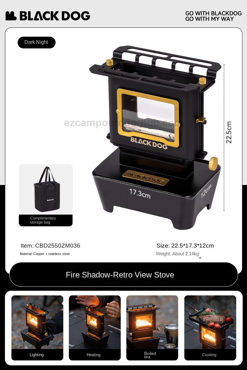 Blackdog CHAKRA Black Kerosene Lamp Multifunctional Stainless Steel Mini Tabletop Cooking Stove Aesthetic Vintage Style Outdoor Table Lantern Heater