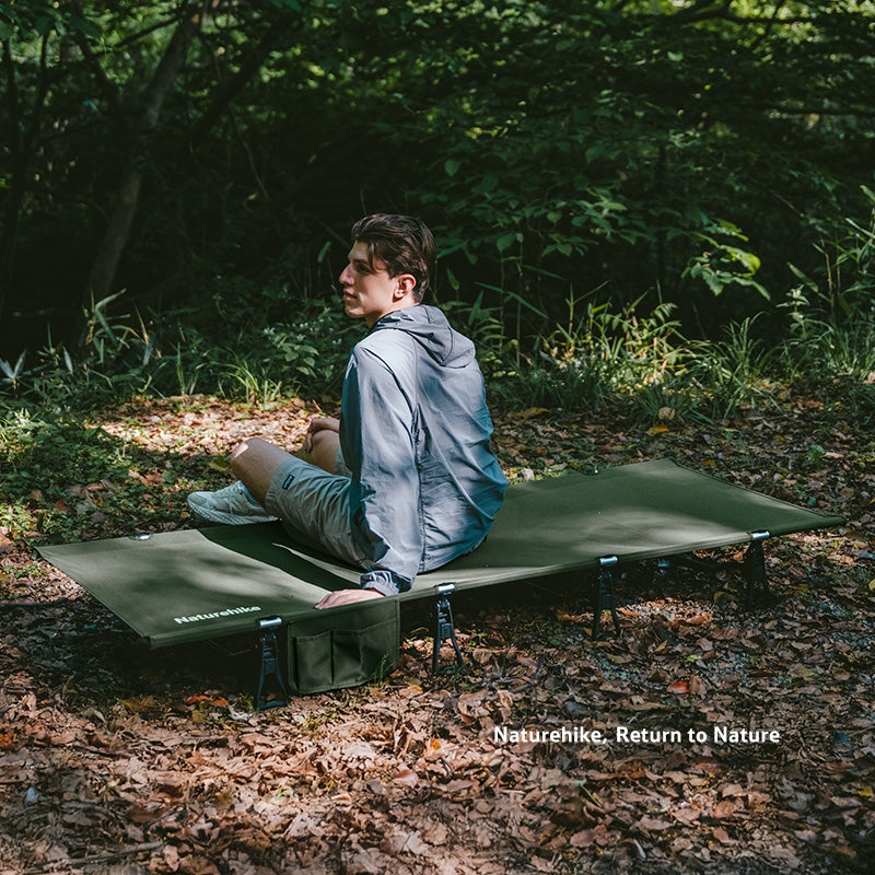 Naturehike XJC08 Camping Cot Ultralight 75cm Wide Sleeping Bed Mattress Leverage Lock Design Load Bearing Up To 150kg Outdoor Hiking Backpacking Survival Gear