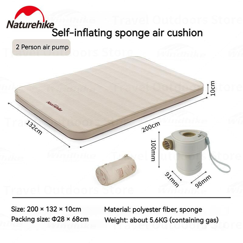 Naturehike Self Inflating Foam Pad 10cm Thick Outdoor Camping Portable Mattress Sleeping Bed Single Double Automatic Inflate Sponge Glamping C10