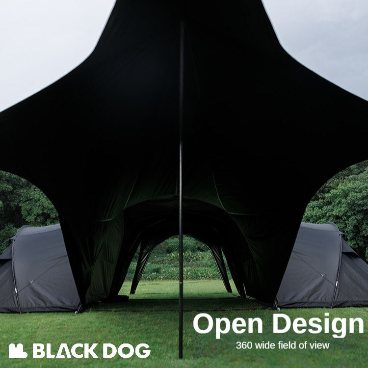 BLACKDOG by Naturehike DOME SKY Automatic Multiple Setting Canopy Tent Unlimited Connection Bedroom Awning Living Area Waterproof Outdoor Camping Vinyl Coated UPF100+ UV Sun Protection Black White Fast Build 4-12 Person Large Space Heavy Duty Shelter