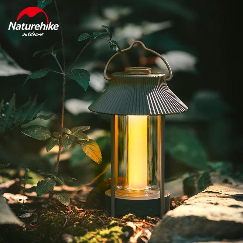 Naturehike MOUNTAIN PAVILLION Outdoor LED Lantern Light Camping Atmosphere Ambient Lighting IPX4 Waterproof 20-200 Lumens USB C Charging 4000mAh Battery up to 55H Lamp Warm White Nature Hike