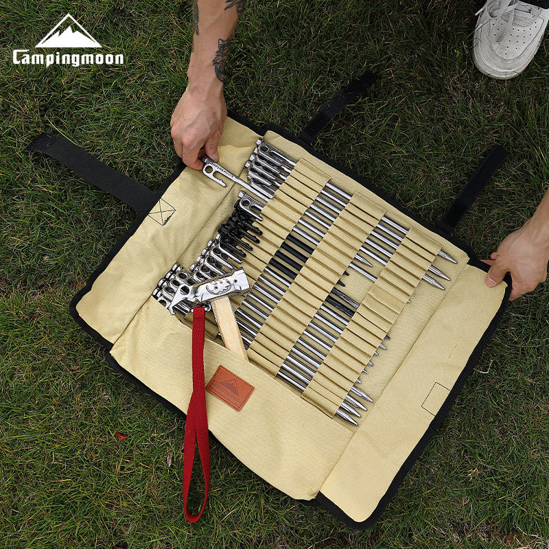 Campingmoon Ground Nail Storage Canvas Bag Portable Foldable Peg Stakes Hammer Ground Nail Bag Durable Easy To Carry Outdoor Camping B-135 B126