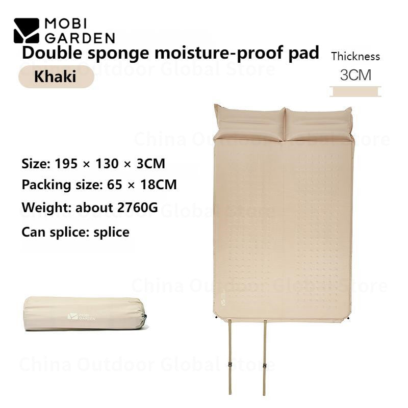 MOBI GARDEN Automatic Inflatable Camping Mat Tent 1 / 2 Persons Sleeping Mattress Cushion Pad With Built-in Pillow Sliceable Moisture Proof Mattress