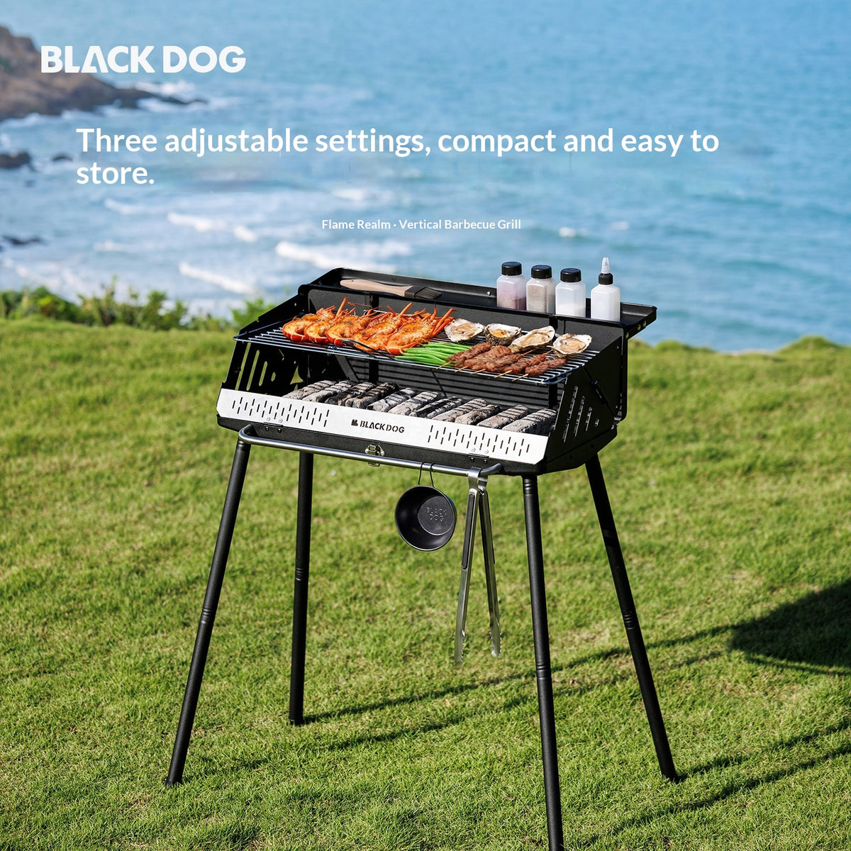Blackdog FIRE HAVEN Self Standing BBQ Grill Portable Outdoor Charcoal Barbecue Camping Cooking Stove