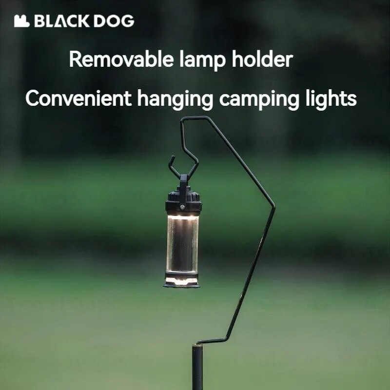 BLACKDOG by Naturehike Black Round Table Portable Aluminum Alloy Tea Coffee Table with Lamp Light Pole Post Stand Holder Portable Ultralight Adjustable Height Outdoor Camping Picnic Side Table Black Dog Nature Hike