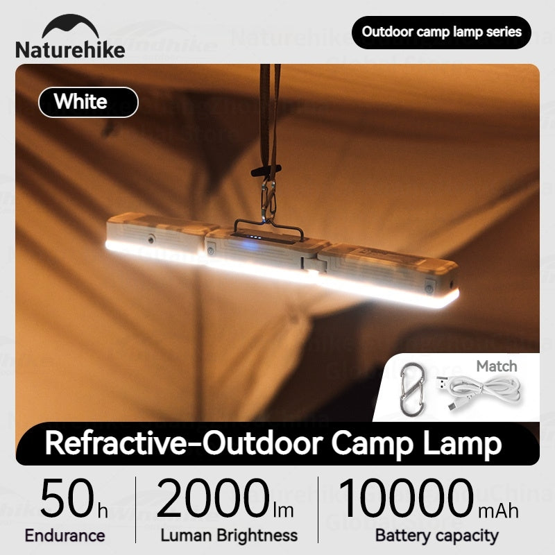 Naturehike Refractive Outdoor Camp Lamp Portable Folding Multi-shape Light Rechargeable Tent Lamp Waterproof Hanging USB LED Lantern Hook Flashlight