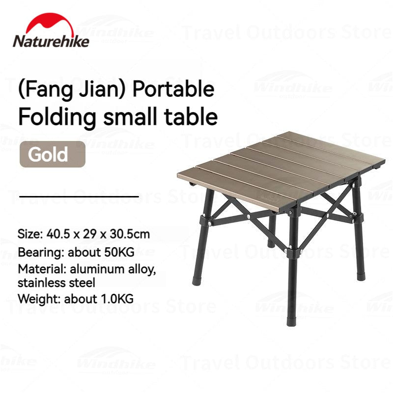 Naturehike Mini Square Folding Portable Camping Table Only 1kg Foldable Aluminum Durable 50kg Max Ultralight Hiking Picnic BBQ Small Egg Roll Table