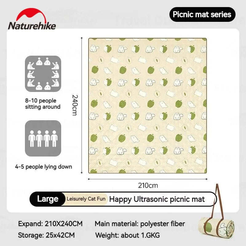 Naturehike HAPPY Series Ultrasonic Picnic Mat Camping Waterproof Moisture Proof 3-10 Persons Outdoor Beach Park Cushion Tent Sleeping Pad Eco-Friendly Cotton Blankets Nature Hike Village 6.0 13 Mat Add-on