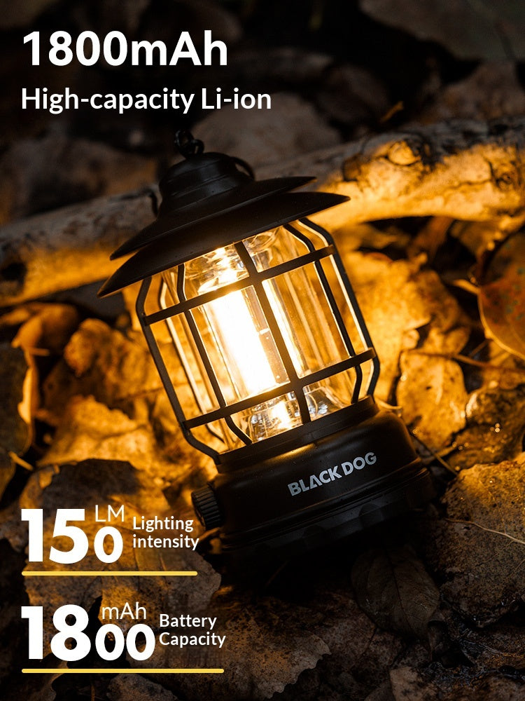 Blackdog CANDLELIGHT Retro Camping Lamp Black LED Light Ambient Lantern USB Charging 1800mAh Battery Long Life Lamp IP44 Waterproof Tent Outdoor