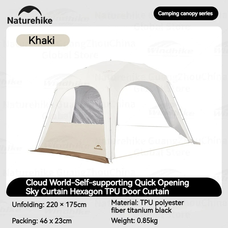 Naturehike CLOUD WORLD Series Hexagon Dome Modular Automatic Tent Canopy UPF12500+ Sunshade Windproof Waterproof PU5000+ Quick Open Tent Tarp Chimney