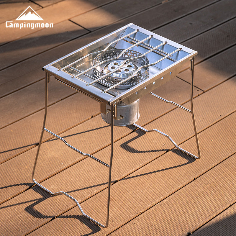 Campingmoon CK-25PG Korean Style IGT Rack Stainless Steel Windproof Butane Stove Plate Camping Table