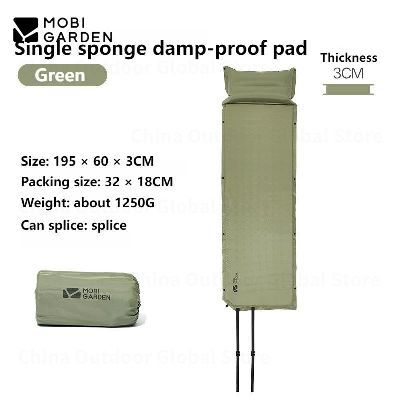 MOBI GARDEN Automatic Inflatable Camping Mat Tent 1 / 2 Persons Sleeping Mattress Cushion Pad With Built-in Pillow Sliceable Moisture Proof Mattress