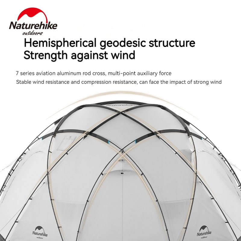 Naturehike SHEPHERD Series Geodesic Dome Style 4-Season Camping Tent Outdoor Waterproof Windproof 3 Sizes Extra Large 20m² Space 12 Person ARIES