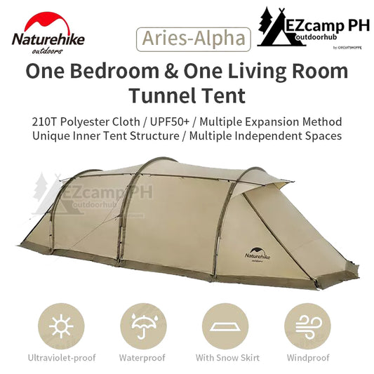 [Pre-Order] Naturehike ARIES Series ALPHA Outdoor Tunnel Type Camping Glamping Tent PU2000mm 4 to 6 Person Family Party Luxury Tent One Bedroom One Living Room 4 Seasons Nature Hike