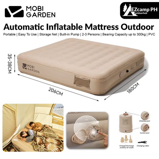 Mobi Garden Automatic Inflatable Mattress Outdoor Integrated Self-Inflating Tent  Sleeping Heightened Air Cushion Bed Pad Built-in Electric Pump