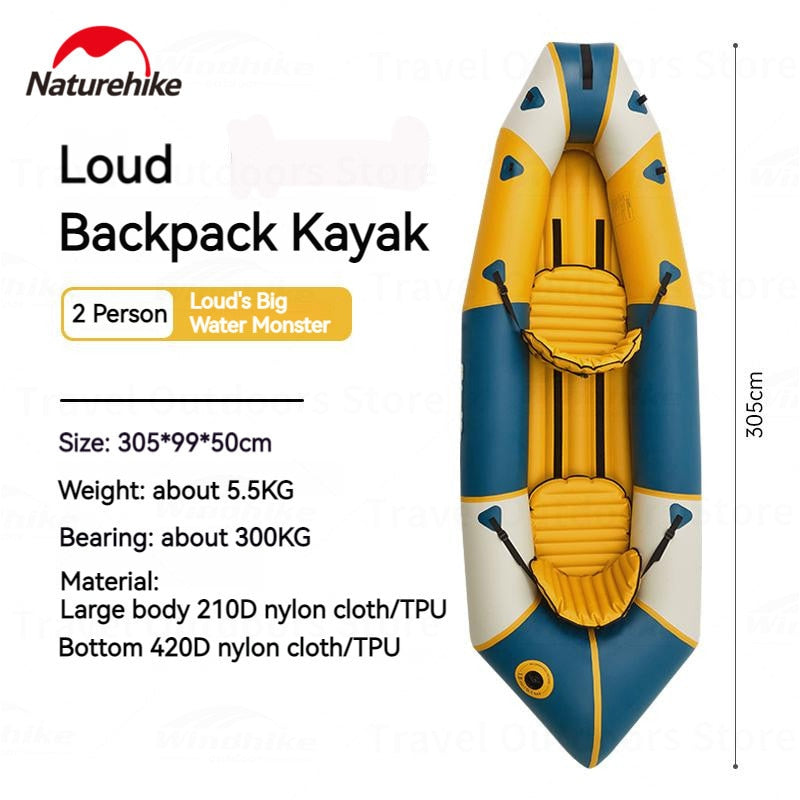 Naturehike LODE Backpack Inflatable Kayak 1-2 Person Ultralight Only 3.2/5.5kg Portable Storage Tear Resistance Outdoor Water Sports Canoe Boat