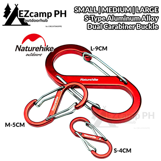 Naturehike S-Type Dual Aluminum Alloy Carabiner Buckle Small Medium Large 4CM 5CM 9CM S Type Hanging Double Utility Strap Keychain Holder Heavy Duty Hook Nature Hike Key Chain