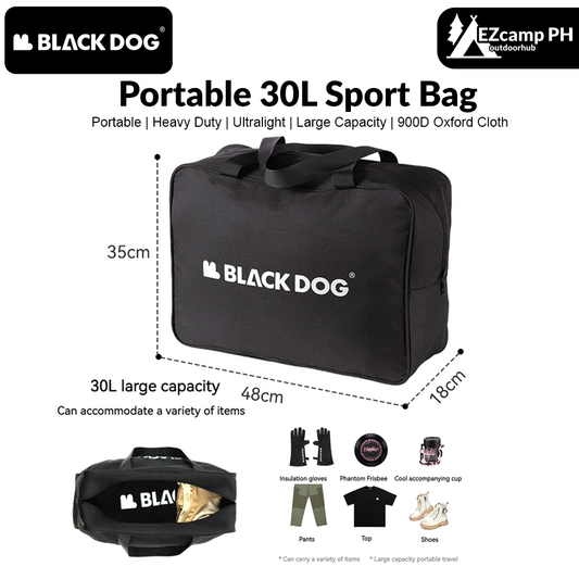 Naturehike BLACKDOG Portable 30L Sports Bag Leisure Storage Bag Ultralight Tourism Handbag Waterproof Bag Outdoor Travel Hiking Camping Luggage Handheld Bag Heavy Duty Original Nature Hike Black Dog