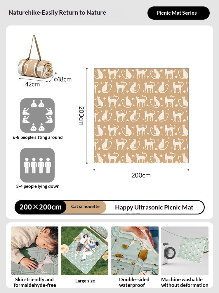 Naturehike HAPPY Ultrasonic Picnic Mat Portable Large Size Skin-Friendly Moisture-proof Mattress Sleeping Pad Machine Washable Outdoor Camping