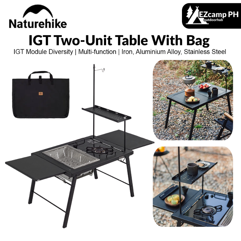 Naturehike IGT Two-Unit Table With Bag Modular Combinations Portable Collapsible Folding Square Table Camping Hiking Picnic Travel Heavy Duty Original Nature Hike