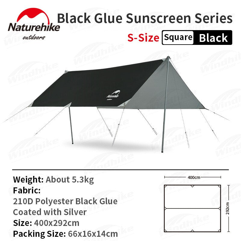 [Pre-Order] Naturehike GIRDER Series Shelter Awning Canopy Tarp Tent in Classic Silver Coated and Double Sided Black Vinyl Glue + Silver Coating SMALL HEX LARGE Size Waterproof Windproof UPF50+ UV Sun Shade Portable Outdoor Camping Tarp with 2 Poles