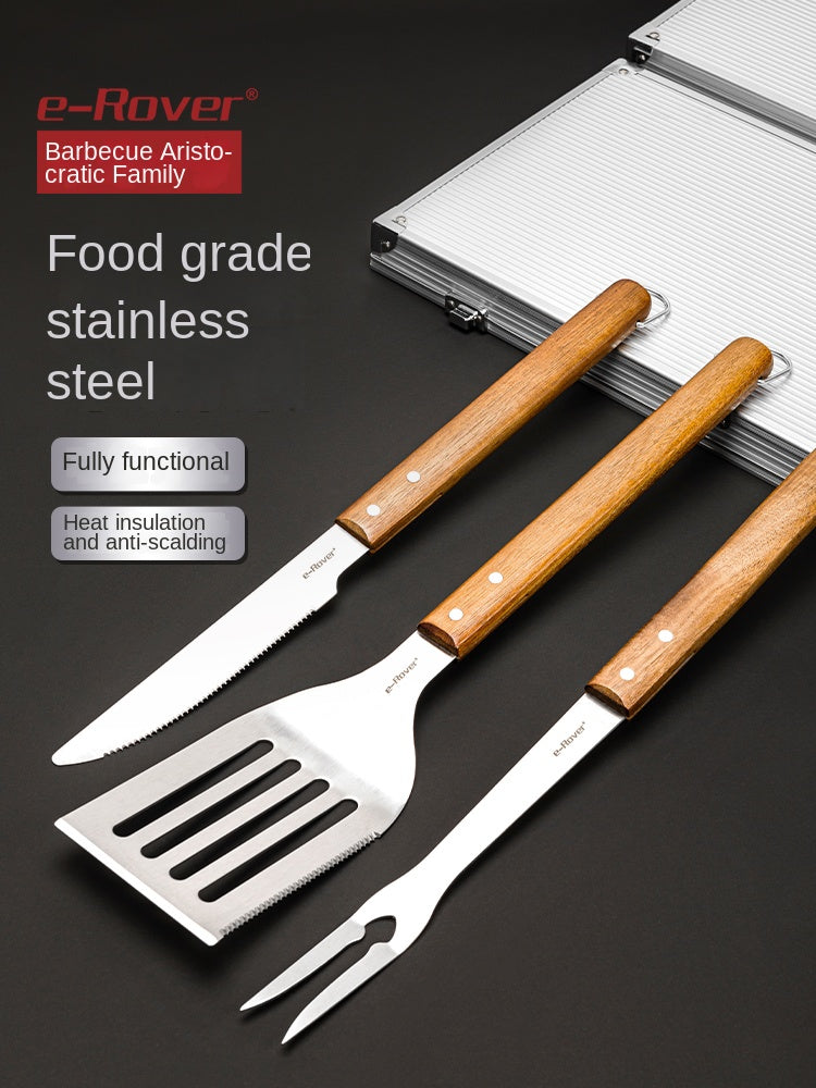 Redfox E-Rover 18pcs BBQ Tool Set Multifunctional Barbecue Grill Utensil Spatula Tong Clip Skewer Knife With Elegant Case Outdoor Camping Cooking Accessories