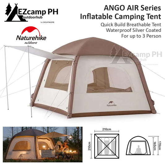 Naturehike ANGO Series AIR Inflatable Outdoor Camping Tent for up to 3 Person Air Pole Breathable Waterproof Silver Coated 150D Oxford Cloth UPF50+