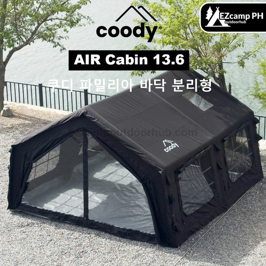 Coody AIR 13.6 Premium Cabin Inflatable Air Tent 6-8 Persons Outdoor Camping 13.6m² Interior Space Waterproof Black Vinyl Coated Sunscreen Rain Cover