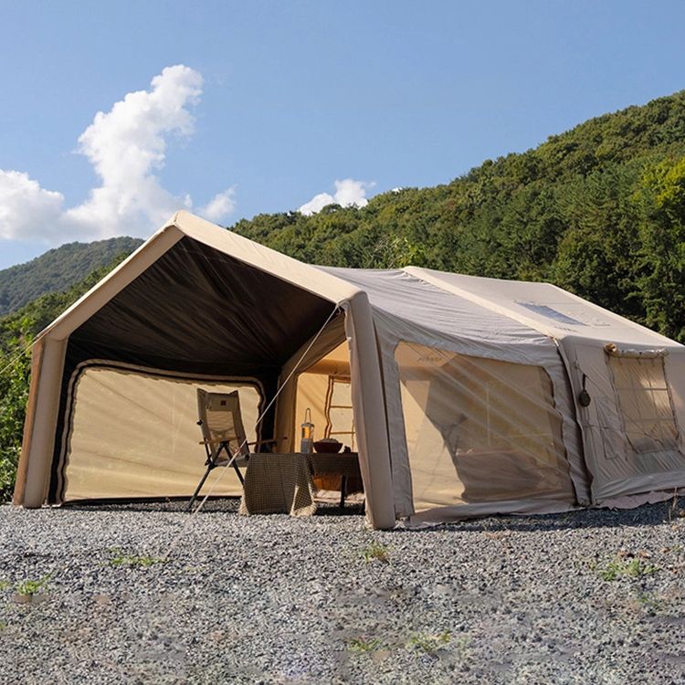 Coody AIR Cabin 10.0 Premium 4-6 Persons Inflatable Tent Blended Cotton PVC Air Pole Black Vinyl Coated Rain Cover Sunscreen 4 Season Rainproof Ridge Tent