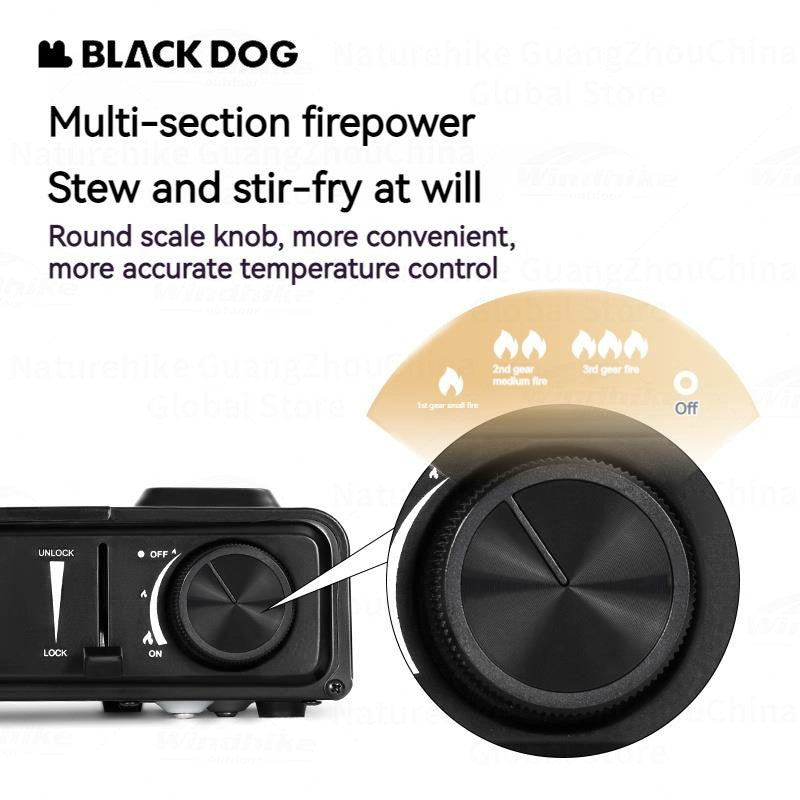 BLACKDOG BANQUET Cartographic Portable Butane Stove Cassette Canister Fuel Gas Standard Nozzle Type 3100W Firepower Outdoor Camping Cooking Korean BBQ Burner Black Dog