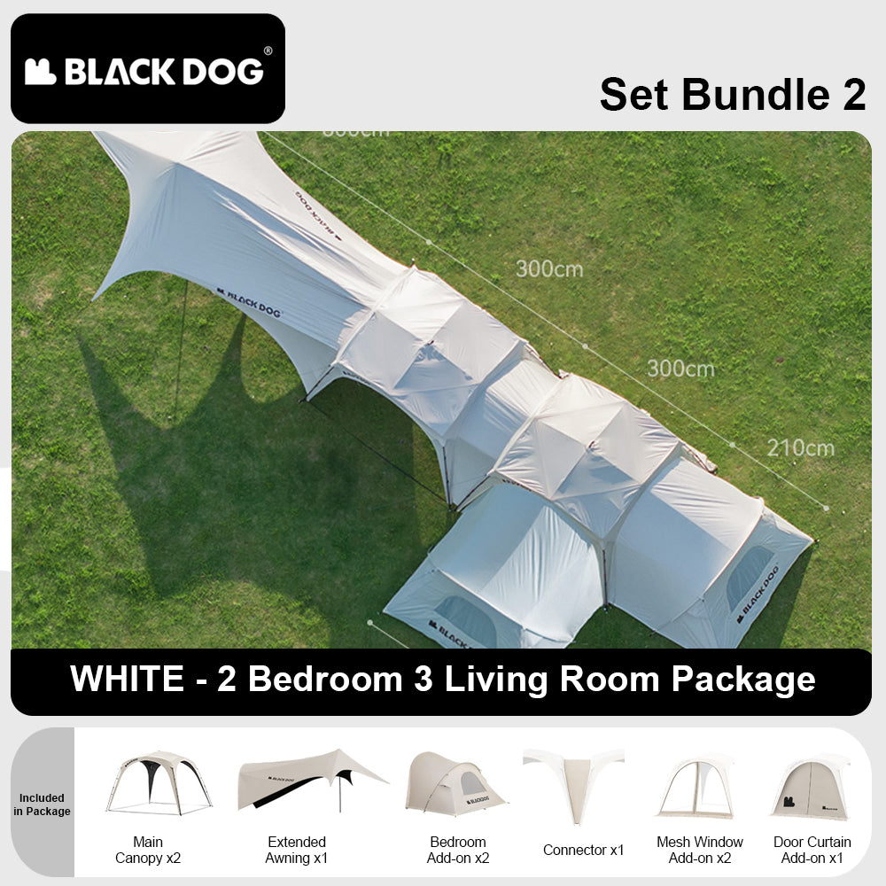 BLACKDOG by Naturehike DOME SKY Automatic Multiple Setting Canopy Tent Unlimited Connection Bedroom Awning Living Area Waterproof Outdoor Camping Vinyl Coated UPF100+ UV Sun Protection Black White Fast Build 4-12 Person Large Space Heavy Duty Shelter