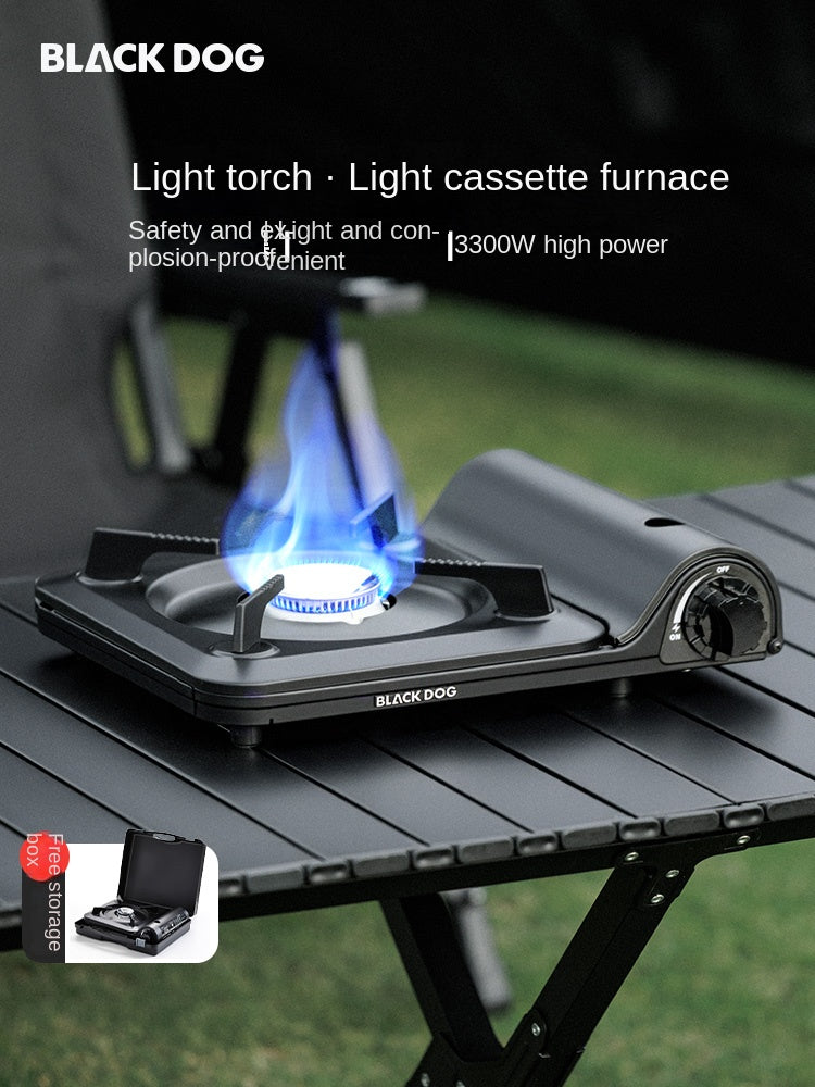 Blackdog Super Slim Black Canister Stove Portable Outdoor Camping Gas Cassette Burner 3300W Firepower Magnetic Valve Nozzle Butane With Storage Case