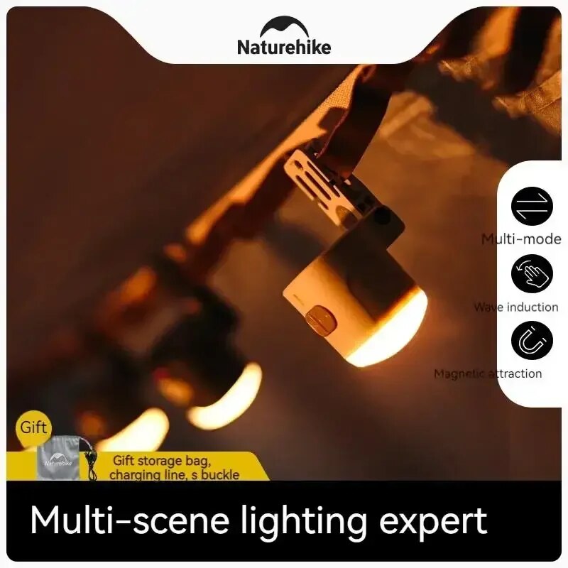 Naturehike STAR MILLET Small Camping Light Mini Clip-on Magnetic Lamp Hiking Backpacking Multifunctional Outdoor IPX4 Waterproof USB C Rechargeable Battery 1000mAh Ultralight Portable Sensor Headlamp Lantern Nature Hike