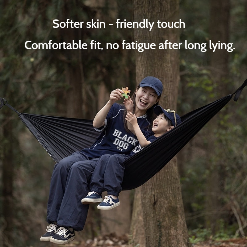 Blackdog DARK NEST Outdoor Hammock Ultralight Single 180kg Max Load Black Anti-Tipping Thick Tie Ropes Adult Outdoor Camping Swing Compact Storage