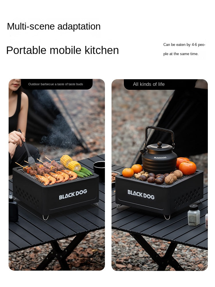 Blackdog Drawer Type Tabletop Charcoal Grill Portable Multipurpose 4-6 Person Desktop BBQ Griller Set Fireplace Outdoor Camping Cooking Equipment