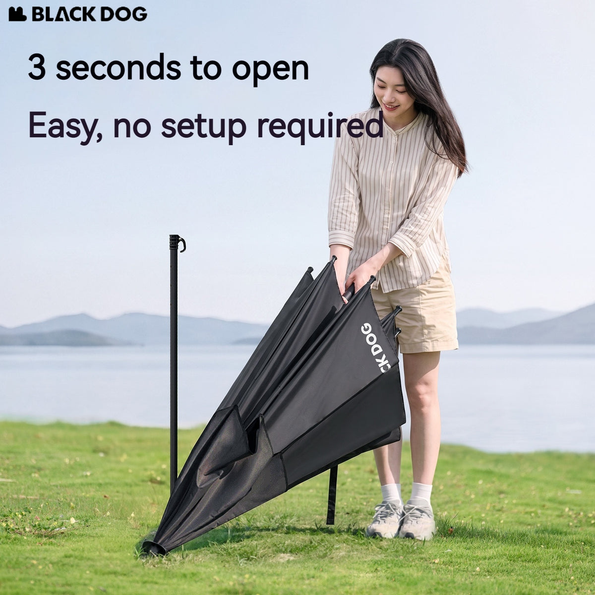 Blackdog SUNSET 2.0 Umbrella Outdoor Camping Picnic Beach 360 Black Coated Sunscreen 5m² Shade Area