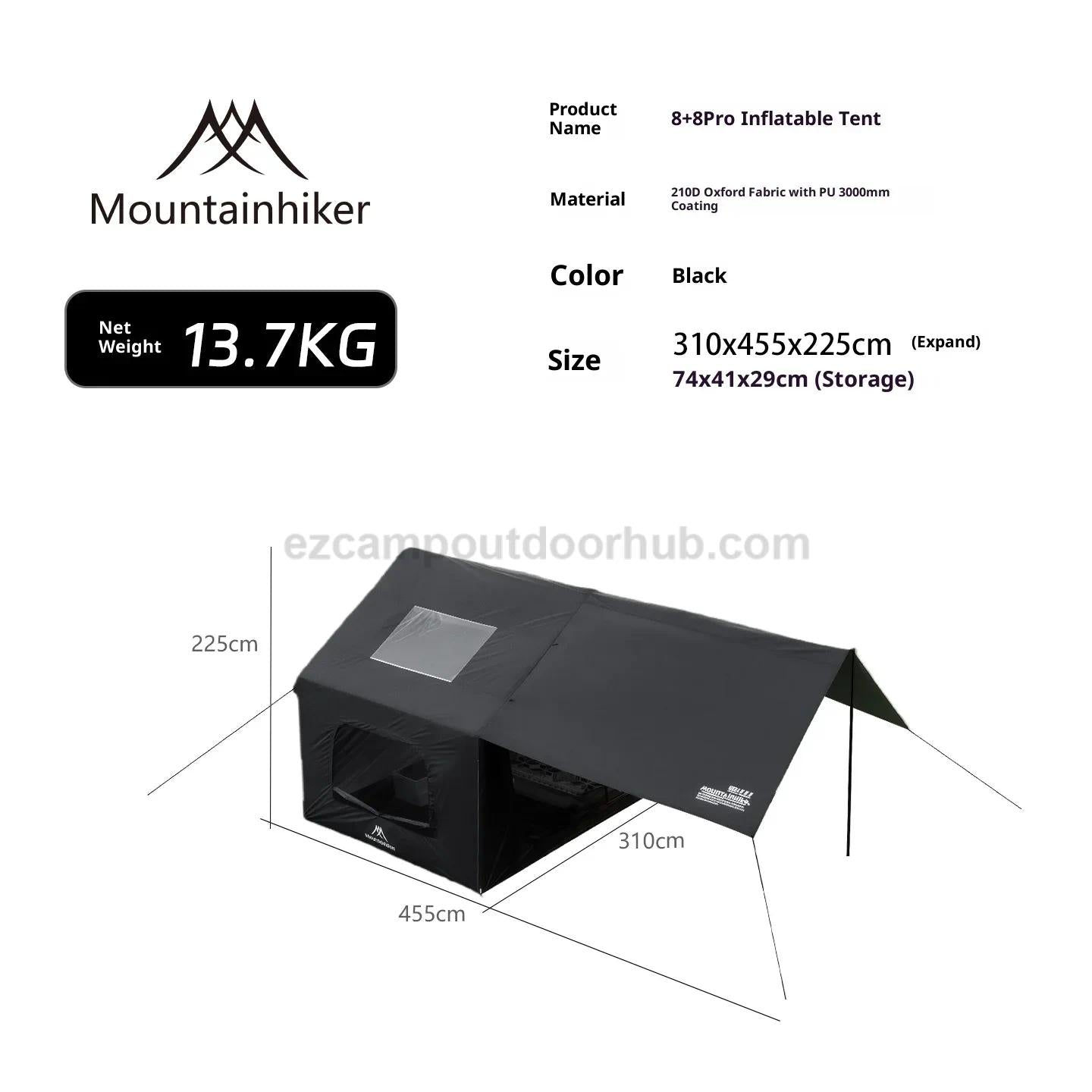 Mountainhiker AIR 8+8 PRO Inflatable Tent Spacious Interior Cabin