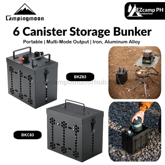 Campingmoon 6 Canister Storage Bunker Multi-Mode Output Butane Fuel Storage Tank Case Long Range Outdoor Kitchen Cooking Standard Nozzle Type Canister