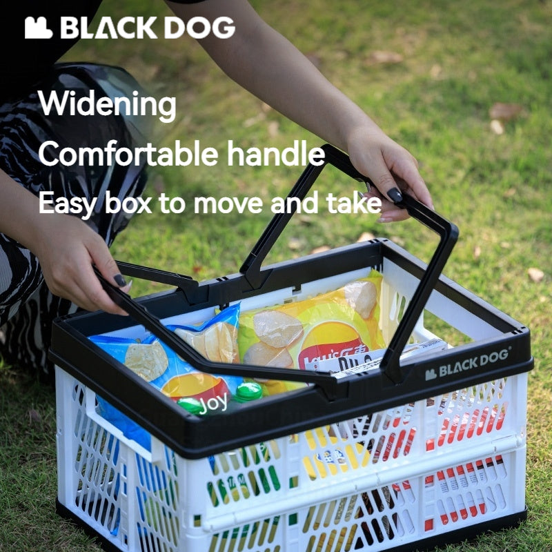 BLACKDOG Folding Storage Basket Portable Lightweight 26L Large Capacity Desk Organizer Foldable Sundry Storage Box PP Camping Outdoor Hiking Picnic Beach Travel Heavy Duty Original Black Dog