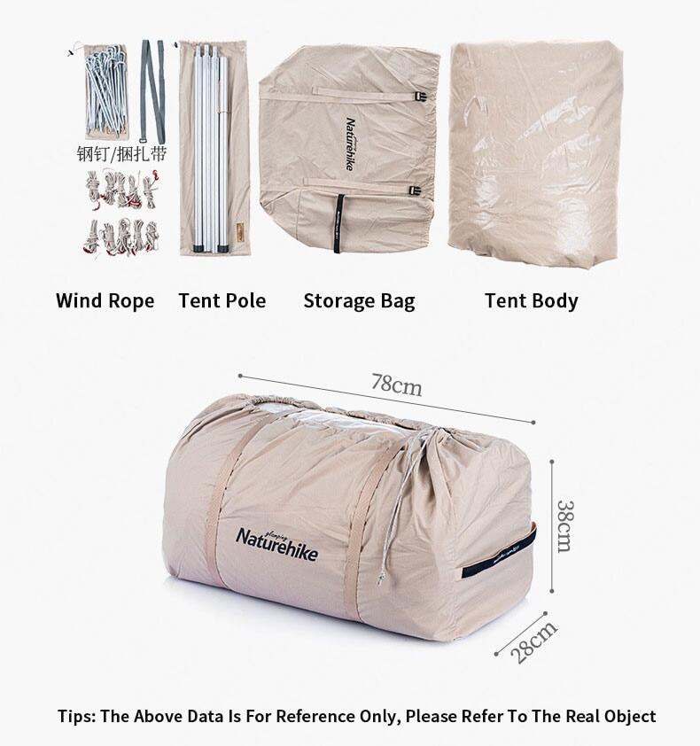 Naturehike BRIGHTEN Series 12.3 Pyramid Tent Blended Cotton Bell Camping Tent 12.3m² Large Family Group Luxury Shelter for 5 to 8 Person Tipi Tepee