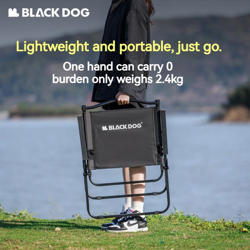 BLACKDOG MOUNTAIN SOUL Black Portable Folding Kermit Chair Travel Ultralight Low High PRO Foldable Chair up to 190kg Max Load Thick Carbon Steel Frame