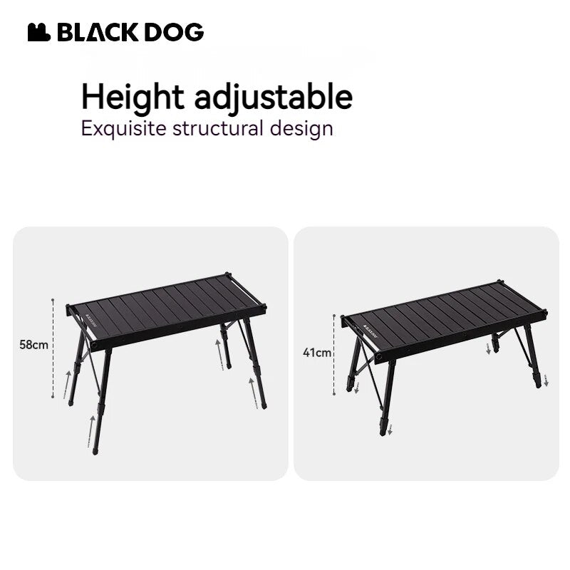 BLACKDOG by Naturehike Black IGT Compatible Free Combination Height Adjustable High Low Camping Table Portable Folding Outdoor Picnic BBQ Grill Stove Cooking Foldable Aluminum Alloy Ultralight Table 40kg Max Load Nature Hike Black Dog