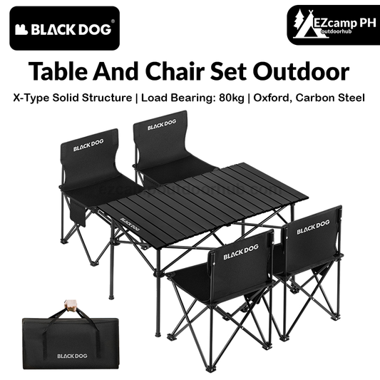 Blackdog Table And Chair Set Outdoor Portable Foldable Egg Roll Folding Table Chairs Combination Load Bearing 80kg X-Type Solid Structure Camping Oxford Cloth
