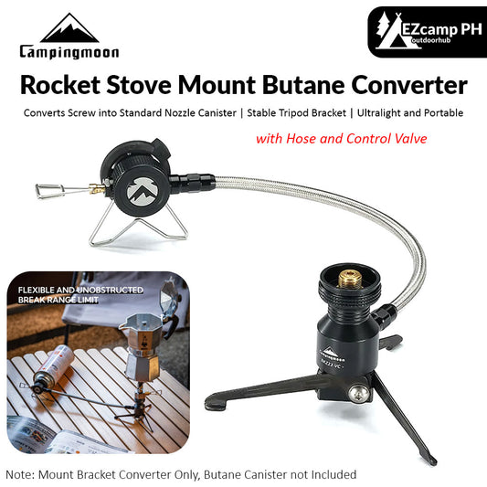 CAMPINGMOON Z23-VC BKZ23-VC Rocket Stove Mount Bracket Butane Converter Adaptor With Hose Screw Type to Nozzle Standard Gas Fuel Adapter Tripod