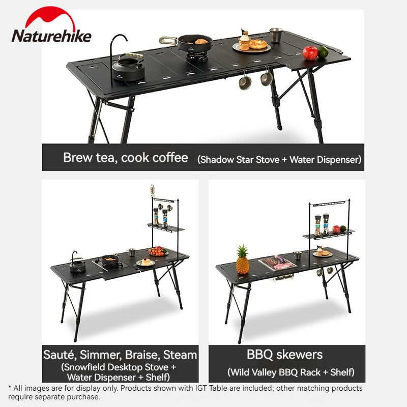 Naturehike IGT 02 Folding Camping Table Adjustable Height Modular IGT Outdoor Picnic Table Rack