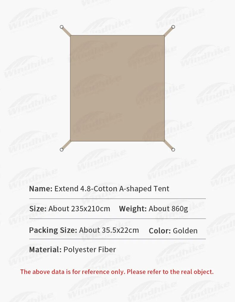 Naturehike Extend 4.8㎡ Cotton Floor Mat A-Shaped Camping Outdoor Moisture-Proof Pad Rainproof 235x210cm - NH20ZP011