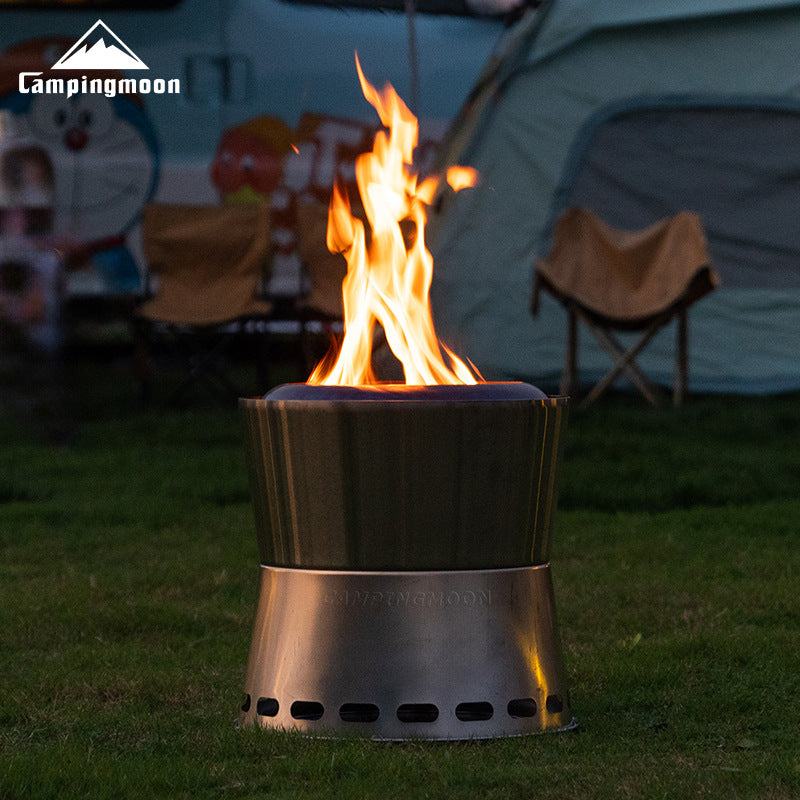 Campingmoon MF-038 Smokeless Fire Pit Wood Burning BBQ Grill Portable Outdoor Camping Bonfire Stove