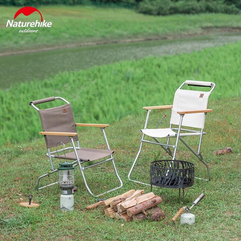 Naturehike Foldable Louvre Kermit Chair Portable Ultralight Folding Chair High Low Outdoor Seat Aluminum Alloy Bracket Canvas Material 120kg Max Load